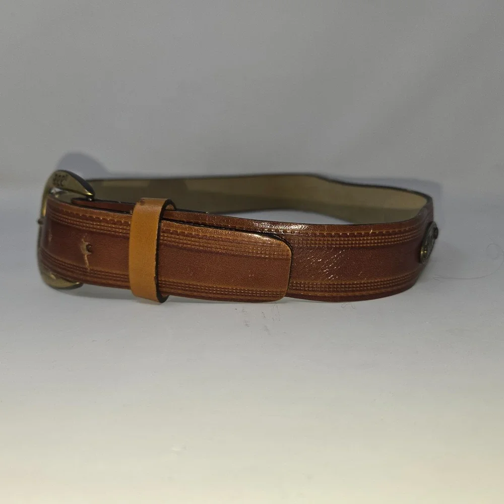 Vintage Lee Jeans Leather Boy's Belt Pair Black Brown 28 Inch Slide Buckle